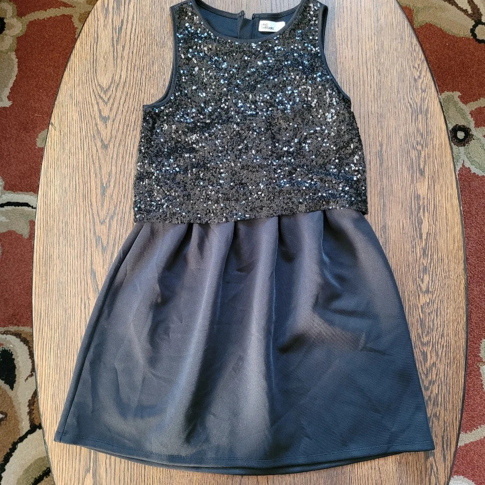 Epic Threads Black Sequins Sleeveless Layered Party Dress Size Girl's Medium
